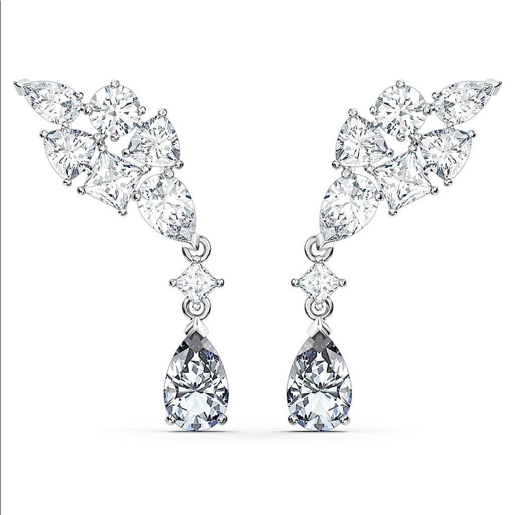 Swarovski Tennis Deluxe Earrings, Mixed Crystals Cut, Gray Blue